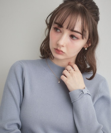 【着映え】袖リボン リブニット