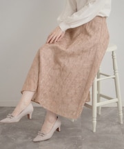 【洗える・着映え・通勤】フラワーエンブロスカート