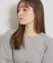 【洗える】リボンエンブロ細ケーブルニット