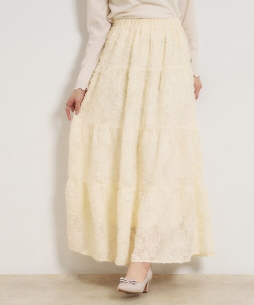 ティアードフラワーモチーフロングスカート
