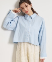 配色ストライプショートシャツ