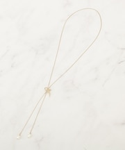 リボンパール調ロングネックレス