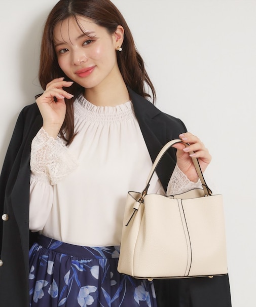 2wayレザー調ハンドバッグ