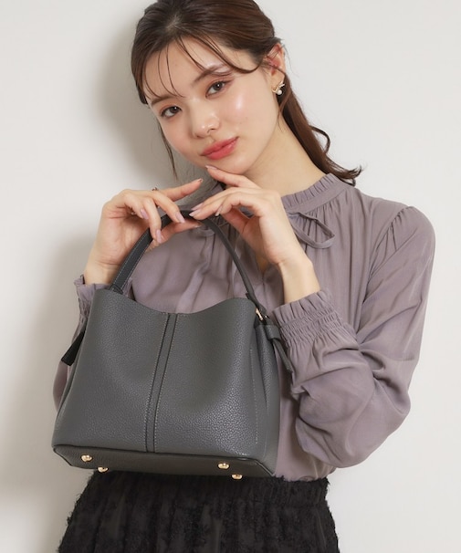 2wayレザー調ハンドバッグ