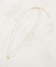 レイヤードパール調ネックレス