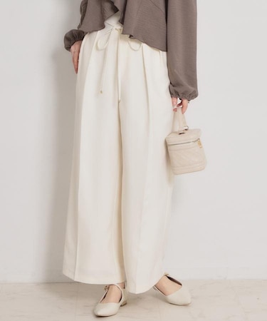 細リボンデザインタックワイドパンツ