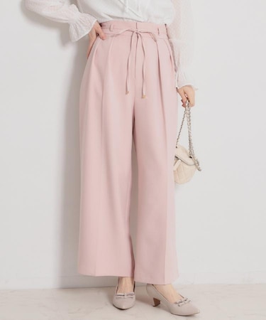 細リボンデザインタックワイドパンツ