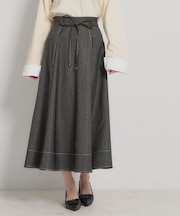 【洗える】デニムライク細リボンスカート