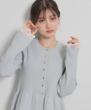 【大人かわいい・洗える】ペプラムニットカーディガン