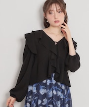 ラッフルショートブラウス