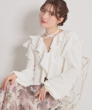 ラッフルショートブラウス