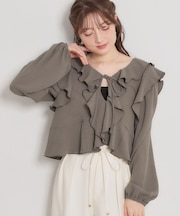 ラッフルショートブラウス