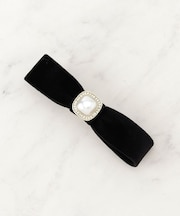 ベロアリボンパール調バレッタ