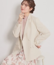 【洗える・通勤】パール調ボタン テーラードジャケット