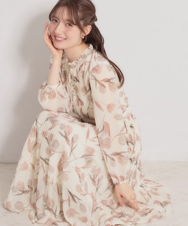 【洗える・着映え】チューリップ柄 ワンピース