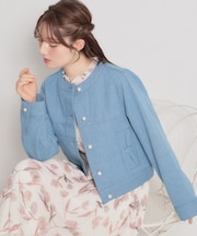 パール調ボタンデニムジャケット