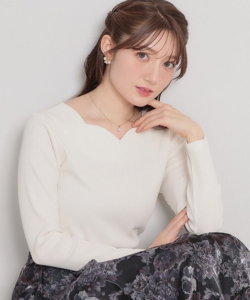 【洗える】ハートネック テレコプルオーバー