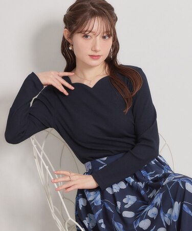 【洗える】ハートネック テレコプルオーバー