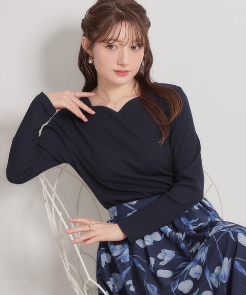 【洗える】ハートネック テレコプルオーバー