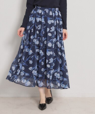 【洗える】チューリップ柄スカート