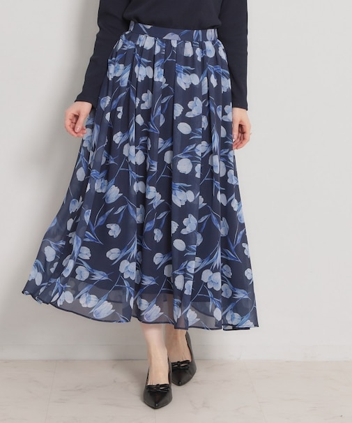 【洗える】チューリップ柄スカート