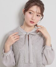 【洗える・通勤】フラワーレースブラウス