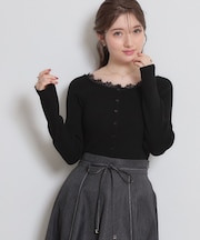 前後2WAY衿レースカーディガン