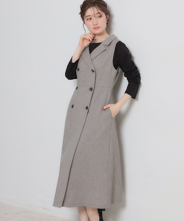 【通勤】リネンライク ジレにもなるジャンスカ