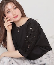 【接触冷感・UVカット】60シルケット エンブロドルマントップス