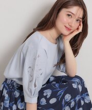 【接触冷感・UVカット】60シルケット エンブロドルマントップス