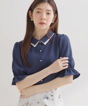 【通勤】ダブルカラー ブラウス