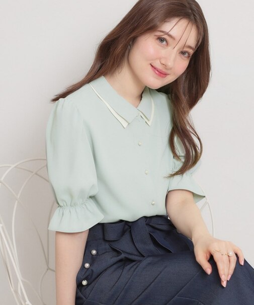 【通勤】ダブルカラー ブラウス