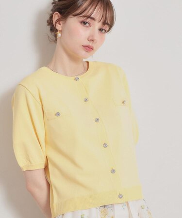 【洗える・着映え】ビジューボタン カーディガン