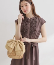 BIGリボン付きラタンバッグ