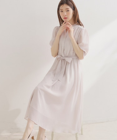 【洗える】シアーストライプ ワンピース