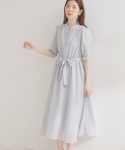 【洗える】シアーストライプ ワンピース