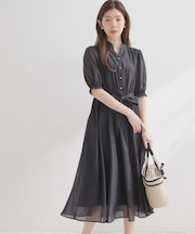 【洗える】シアーストライプ ワンピース