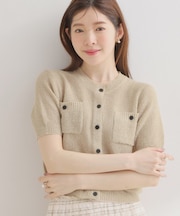 ポケット付き半袖カーディガン