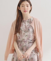 【アンサンブル可・UVカット・アンチピリング】ポイント透かしビジュー釦カーディガン