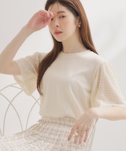 【アンサンブル可・UVカット・アンチピリング】透かしフレアー袖ニット