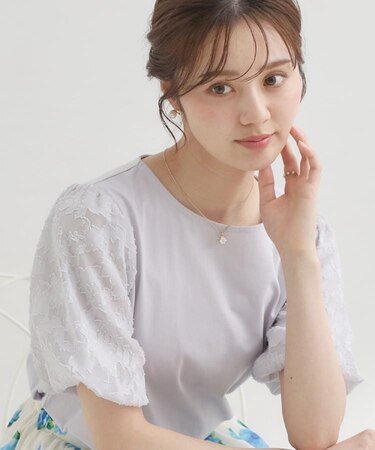 【接触冷感・UVカット・洗える】バルーンスリーブ トップス