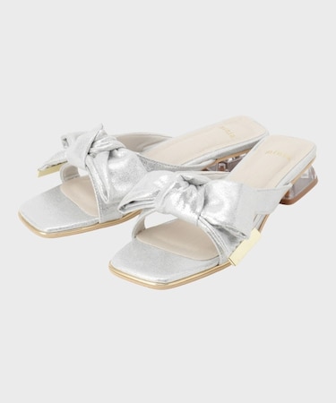 リボンクリアヒールサンダル