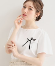 リボンプリントTシャツ