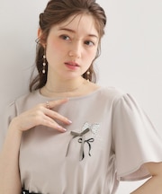 【接触冷感・UVカット・洗える】リボンプリントTシャツ