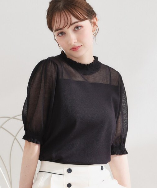 LEVITAシャーリングニットトップス