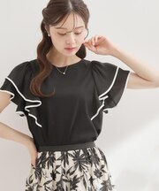 【接触冷感・UVカット・洗える】ラッフル フレアスリーブ トップス