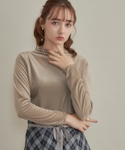 【上品な透け感・洗濯機可】シアーベロアトップス