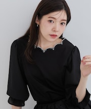 【顔まわり華やぐ・接触冷感・UVカット】スカラ刺繍トップス