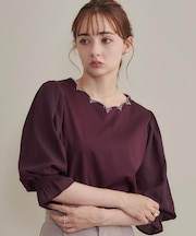 【顔まわり華やぐ・接触冷感・UVカット】スカラ刺繍トップス