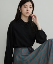 【お顔まわり彩る】レース衿ジョーゼットブラウス